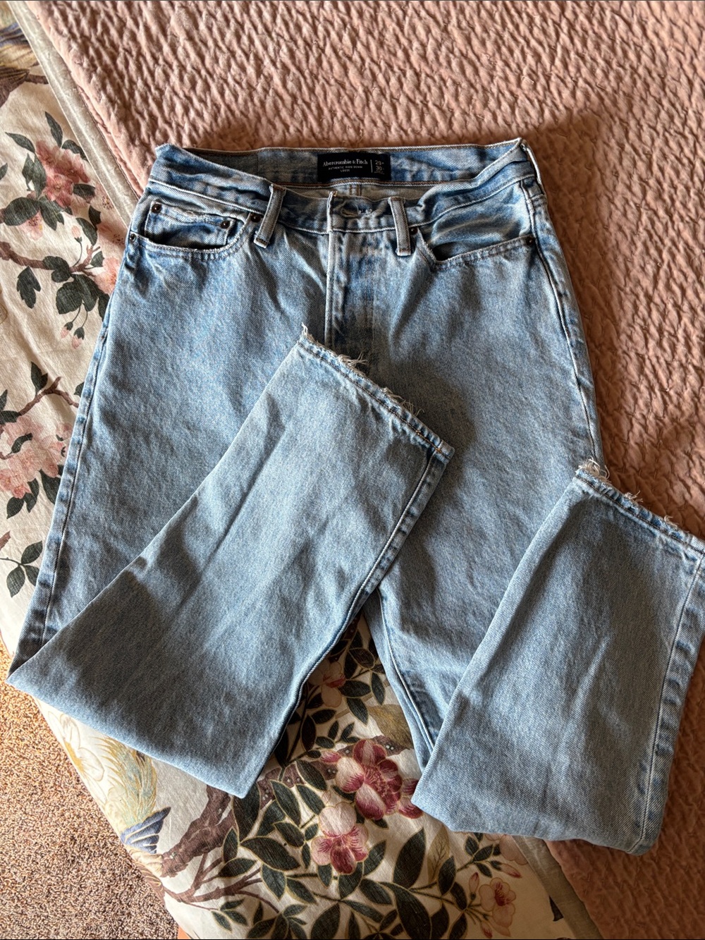 Abercrombie & Fitch Light Blue High-Rise Straight Jeans